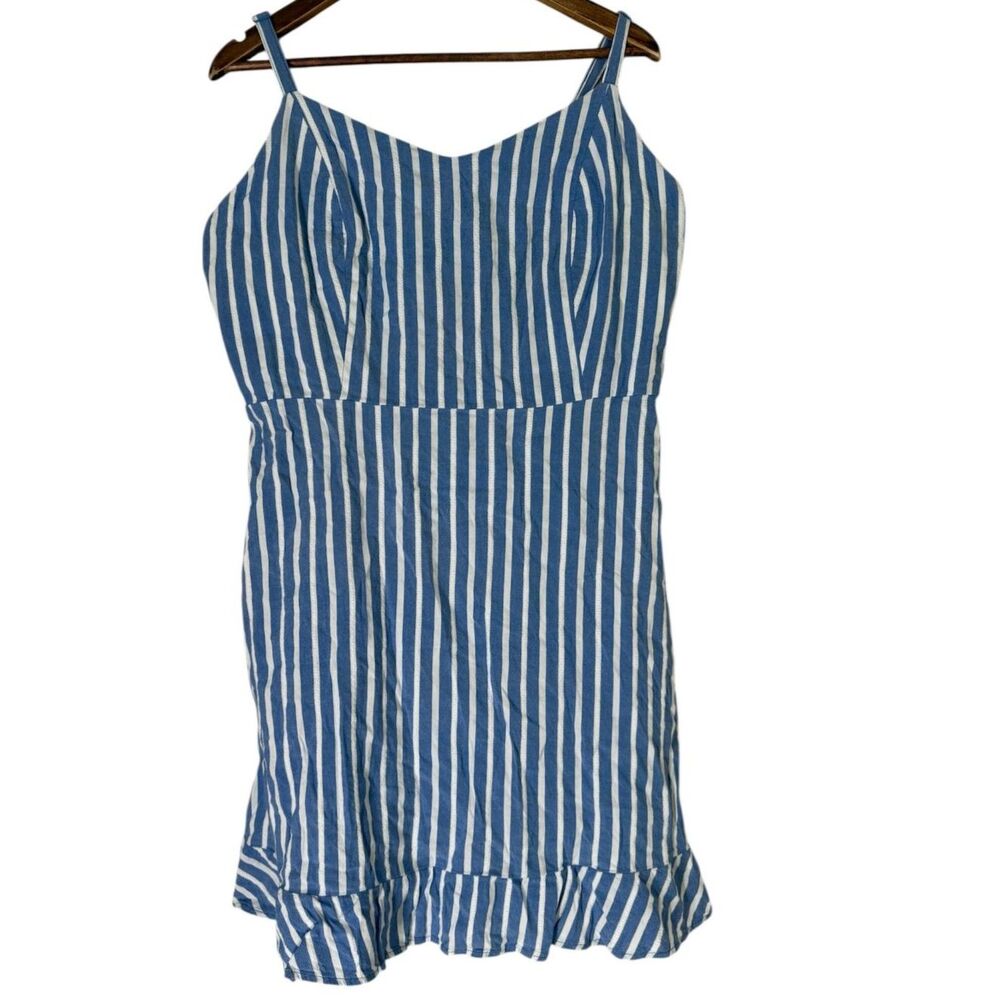 Old Navy Blue White Stripe Mini Dress Womens Sz XL Beachy Nautical Feminine